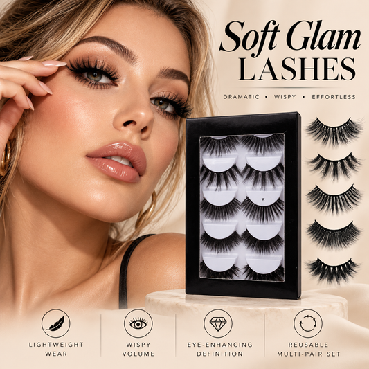 Soft fiber false eyelashes 5 Pairs Thick Natural Curling